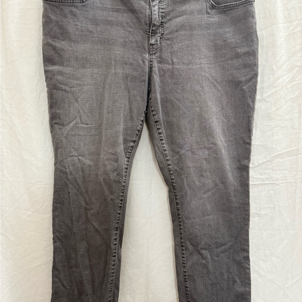 Lauren Ralph Lauren Gray Denim Jeans Womens 18W Plus Mid Rise Stretch Cuff EUC